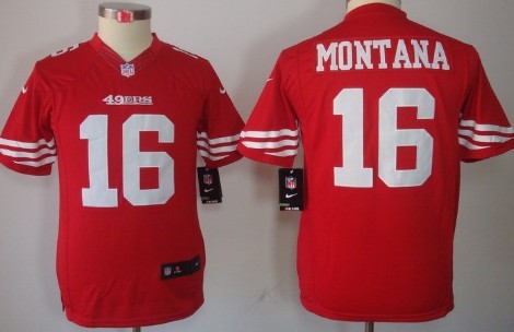 Nike San Francisco 49ers #16 Joe Montana Red Limited Kids Jersey 的副本