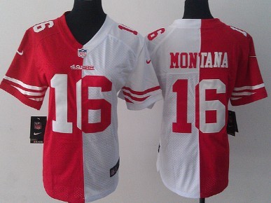 Nike San Francisco 49ers #16 Joe Montana Red_White Two Tone Womens Jersey 