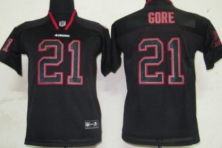 Nike San Francisco 49ers #21 Frank Gore Lights Out Black Kids Jersey 的副本