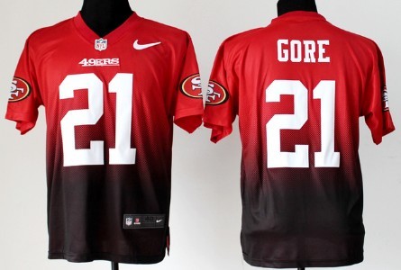 Nike San Francisco 49ers #21 Frank Gore Red_Black Fadeaway Elite Jersey 