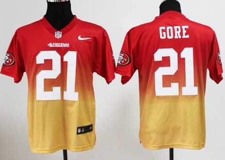 Nike San Francisco 49ers #21 Frank Gore Red_Gold Fadeaway Elite Jersey