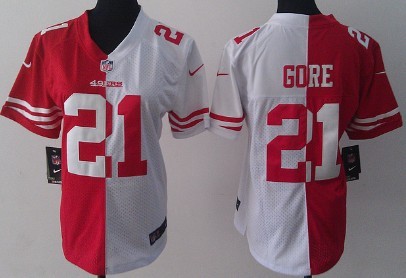 Nike San Francisco 49ers #21 Frank Gore Red_White Two Tone Womens Jersey
