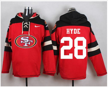 Nike San Francisco 49ers #28 Carlos Hyde Red Player Pullover NFL Hoodie