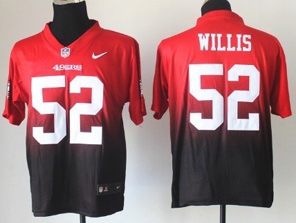 Nike San Francisco 49ers #52 Patrick Willis Red_Black Fadeaway Elite Jersey 