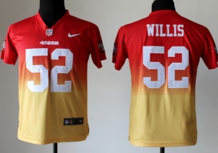 Nike San Francisco 49ers #52 Patrick Willis Red_Gold Fadeaway Kids Jersey 