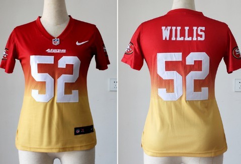 Nike San Francisco 49ers #52 Patrick Willis Red_Gold Fadeaway Womens Jersey 