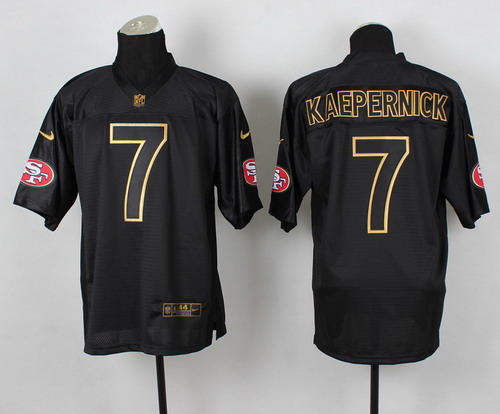 Nike San Francisco 49ers #7 Colin Kaepernick 2014 All Black_Gold Elite Jersey