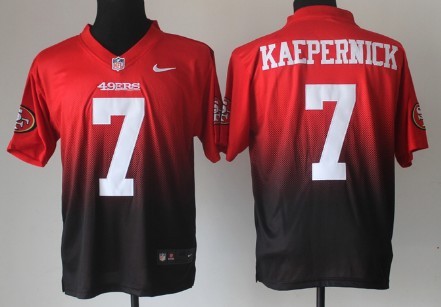 Nike San Francisco 49ers #7 Colin Kaepernick Red_Black Fadeaway Elite Jersey 