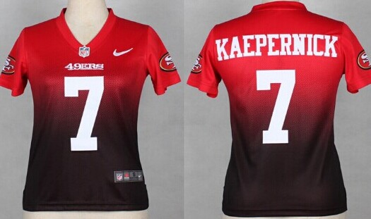 Nike San Francisco 49ers #7 Colin Kaepernick Red_Black Fadeaway Womens Jersey