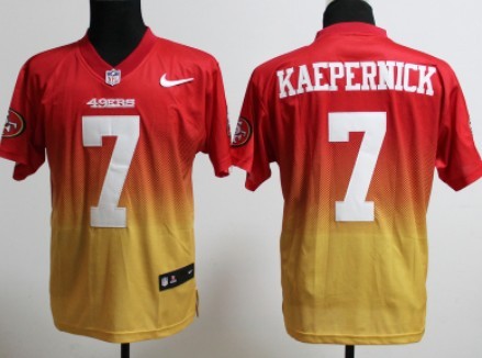 Nike San Francisco 49ers #7 Colin Kaepernick Red_Gold Fadeaway Elite Jersey 