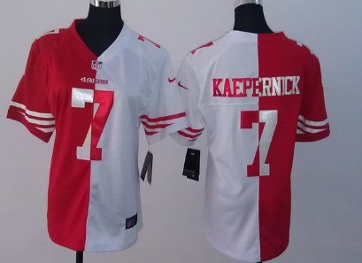 Nike San Francisco 49ers #7 Colin Kaepernick Red_White Two Tone Womens Jersey 