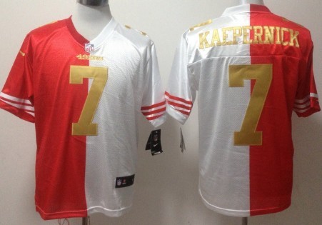 Nike San Francisco 49ers #7 Colin Kaepernick Red_White With Gold Two Tone Elite Jersey