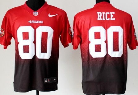 Nike San Francisco 49ers #80 Jerry Rice Red_Black Fadeaway Elite Jersey 