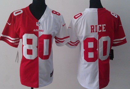 Nike San Francisco 49ers #80 Jerry Rice Red_White Two Tone Womens Jersey