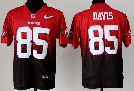 Nike San Francisco 49ers #85 Vernon Davis Red_Black Fadeaway Elite Jersey 
