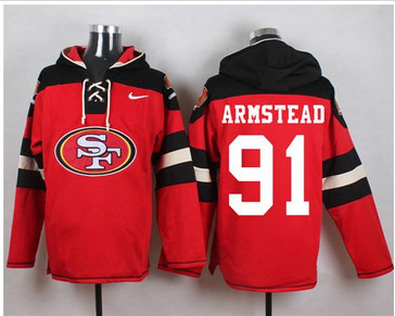 Nike San Francisco 49ers #91 Arik Armstead Red Player Pullover NFL Hoodie