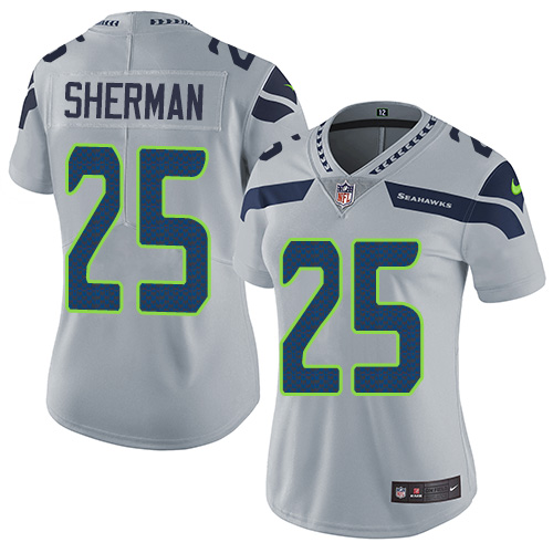 Nike Seahawks #25 Richard Sherman Grey Alternate Women's Stitched NFL Vapor Untouchable Limited Jersey