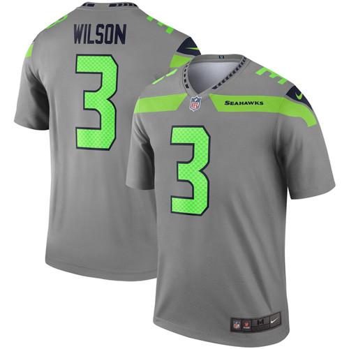 Nike Seahawks 3 Russell Wilson Gray Inverted Legend Jersey