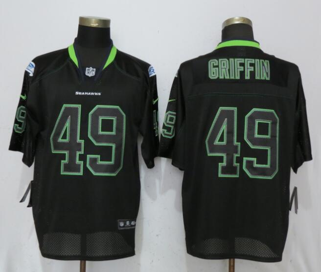 Nike Seahawks 49 Shaquill Griffin Black Lights Out Elite Jersey