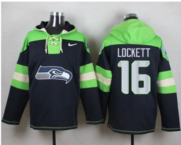 Nike Seattle Seahawks #16 Tyler Lockett Steel Blue Player Pullover NFL Hoodie