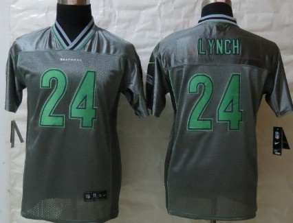 Nike Seattle Seahawks #24 Marshawn Lynch 2013 Gray Vapor Kids Jersey 