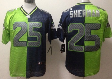Nike Seattle Seahawks #25 Richard Sherman Green_Navy Blue Two Tone Elite Jersey 