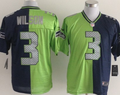 Nike Seattle Seahawks #3 Russell Wilson Green_Navy Blue Two Tone Elite Jersey