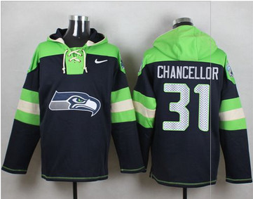 Nike Seattle Seahawks #31 Kam Chancellor Steel Blue Player Pullover NFL Hoodie