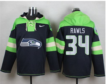 Nike Seattle Seahawks #34 Thomas Rawls Steel Blue Player Pullover NFL Hoodie