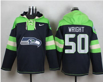 Nike Seattle Seahawks #50 K.J. Wright Steel Blue Player Pullover NFL Hoodie