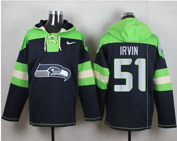 Nike Seattle Seahawks #51 Bruce Irvin Steel Blue Player Pullover NFL Hoodie