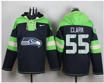 Nike Seattle Seahawks #55 Frank Clark Steel Blue Player Pullover NFL Hoodie