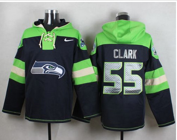 Nike Seattle Seahawks #55 Frank Clark Steel Blue Player Pullover NFL Hoodie
