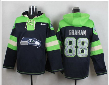 Nike Seattle Seahawks #88 Jimmy Graham Steel Blue Player Pullover NFL Hoodie
