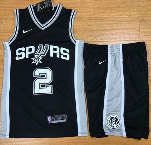 Nike Spurs #2 Kawhi Leonard Black A Set Youth NBA Swingman Icon Edition Jersey