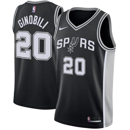 Nike Spurs #20 Manu Ginobili Black Stitched NBA Swingman Jersey