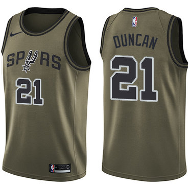 Nike Spurs #21 Tim Duncan Green Salute to Service NBA Swingman Jersey