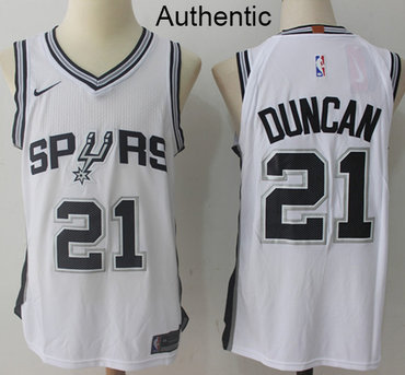 Nike Spurs #21 Tim Duncan White NBA Authentic Association Edition Jersey