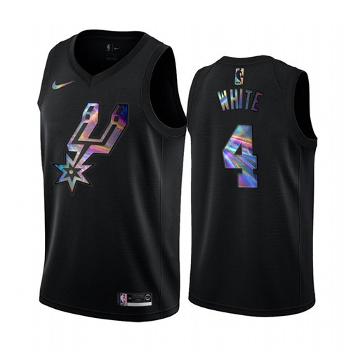 Nike Spurs #4 Derrick White Men's Iridescent Holographic Collection NBA Jersey - Black