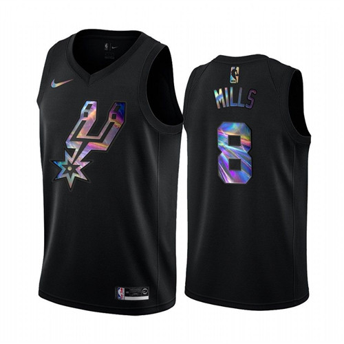 Nike Spurs #8 Patty Mills Men's Iridescent Holographic Collection NBA Jersey - Black