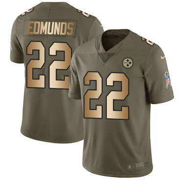 Nike Steelers #22 Terrell Edmunds Olive Gold Men's Stitched NFL Limited 2017 Salute To Service Jersey