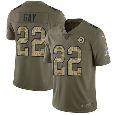Nike Steelers #22 William Gay Olive Camo Men's Stitched NFL Limited 2017 Salute To Service Jersey