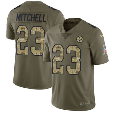 Nike Steelers #23 Mike Mitchell Olive Camo Men's Stitched NFL Limited 2017 Salute To Service Jersey