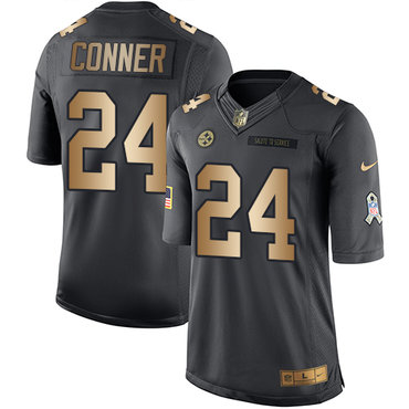 Nike Steelers #24 James Conner Black Youth Stitched NFL Limited Gold Salute to Service Jersey
