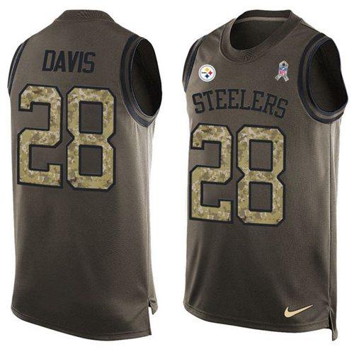 Nike Steelers #28 Sean Davis Green Men's Stitched NFL Limited Salute To Service Tank Top Jersey