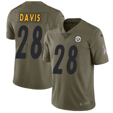 Nike Steelers #28 Sean Davis Olive Youth Stitched NFL Limited 2017 Salute to Service Jersey