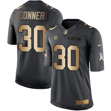 Nike Steelers #30 James Conner Black Youth Stitched NFL Limited Gold Salute to Service Jersey