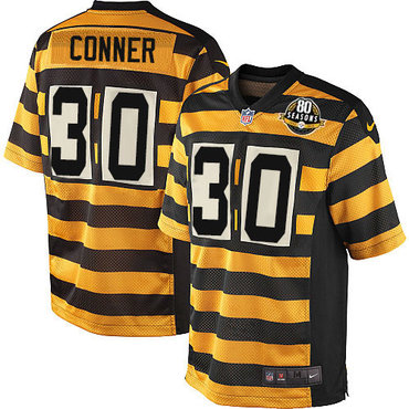 Nike Steelers #30 James Conner Yellow Black Alternate Men's Stitched NFL 80TH Throwback Elite Jersey