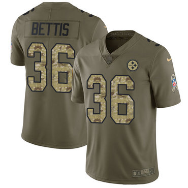 Nike Steelers #36 Jerome Bettis Olive Camo Youth Stitched NFL Limited 2017 Salute to Service Jersey