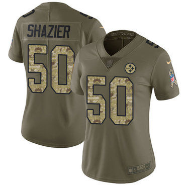 Nike Steelers #50 Ryan Shazier Olive Camo Women's Stitched NFL Limited 2017 Salute to Service Jersey